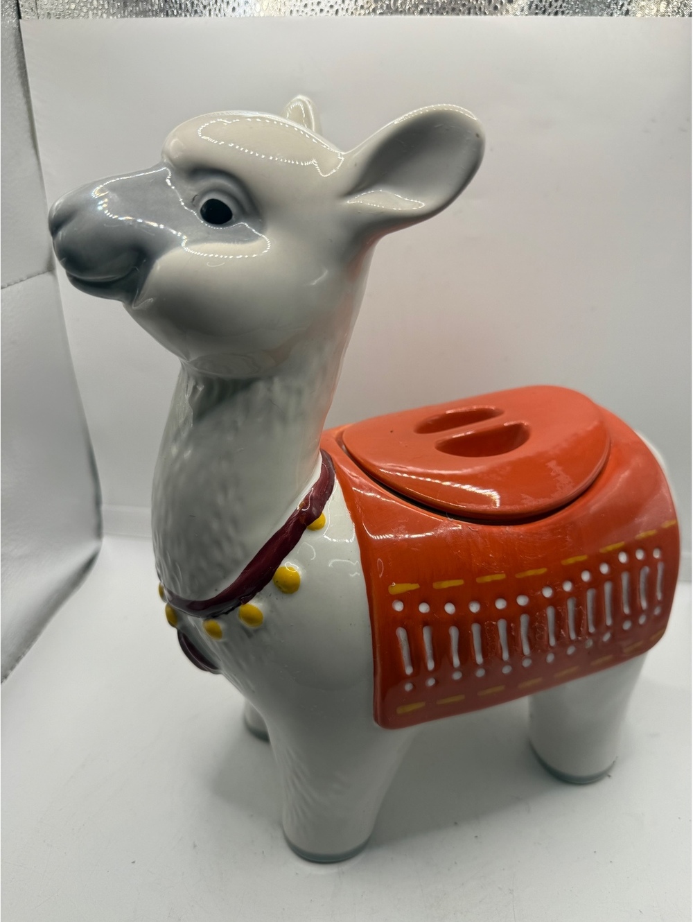 Threshold Llama Alpaca Cookie Jar Stoneware Orange Saddle Target Retired Decor